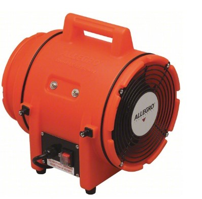 ALLEGRO Confined Space Fan: 115/230 V AC, 8 in Duct Dia, 1/3 hp Horsepower, Orange, 4.4 A Current