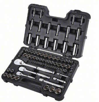 WESTWARD Socket Wrench Set: 1/4 in_3/8 in_1/2 in Drive Size, 86 Pieces, 12-Point/(70) 6-Point