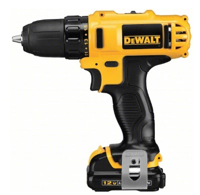 DEWALT Drill Kit: 12V DC, Subcompact, 3/8 in Chuck, 1,500 RPM Max., (2) 1.3 Ah, 12V MAX