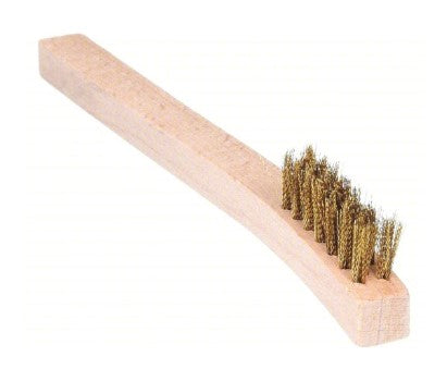 TOUGH GUY Scratch Brush: Straight Handle, Brass, Wood, 2 in Brush Lg, 6 in Handle Lg, 5 PK