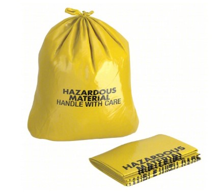 APPROVED VENDOR Hazardous Waste Bags: 10 gal Capacity, 17 in Wd, 30 in Ht, Polyethylene, 24 PK
