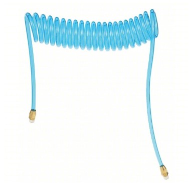 SPEEDAIRE Coiled Air Hose: 1/4 in Hose Inside Dia., Blue, Brass x Brass, MNPT x MNPT, 20 ft Hose Lg