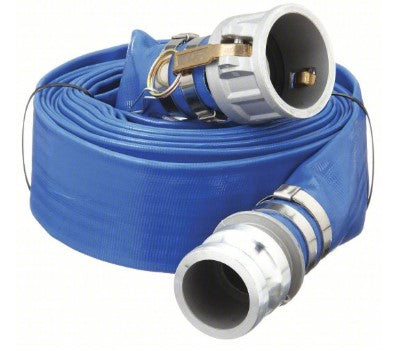 Water Discharge Hose: 2 in Hose Inside Dia., 50 ft Hose Lg, 80 psi, Blue, 2 in x 2 in Fitting Size