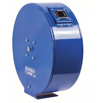 Spring Return Hose Reel: 50 ft (1/2 in I.D.), 300 psi Max Op Pressure, Brass, Blue