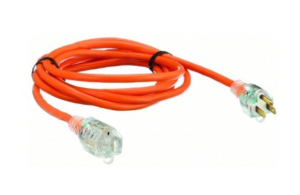 POWER FIRST Extension Cord: 10 ft Cord Lg, 16 AWG Wire Size, 16/3, SJTW, NEMA 5-15P, Orange
