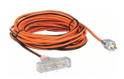 POWER FIRST Lighted Extension Cord: 50 ft Cord Lg, 14 AWG Wire Size, 14/3, SJTW, NEMA 5-15P, T-Shape