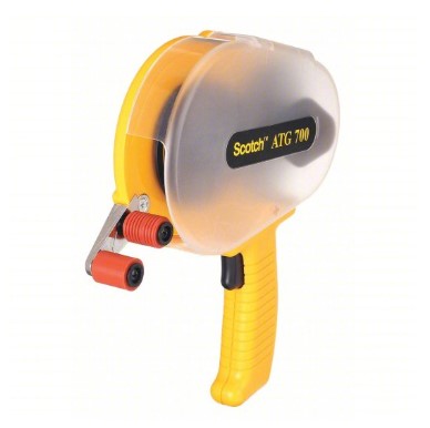Handheld Tape Dispenser: For 1 in Core Dia., 1/2 in Min Tape Wd, 3/4 in Max Tape Wd, Yellow