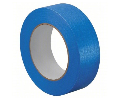 Painter's Tape: 1 1/2 in x 60 yd, 5.5 mil Thick, Rubber Adhesive, Indoor Only, Up to 400°F, Blue