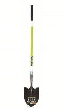 SEYMOUR MIDWEST Round Point Shovel: Steel Blade, 14 ga, Straight Handle Type, Fiberglass Handle