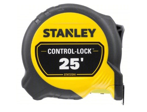STANLEY Tape Measure: Inch, Nonmagnetic Double Hook Tip, Plastic, 25 ft, 12 ft Standout Lg, 1/16 in