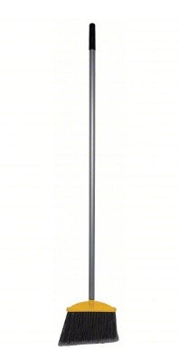 TOUGH GUY Angle Broom: 11 in Sweep Face, Medium, Synthetic, Silver Bristle, 6 in Bristle Lg, Steel