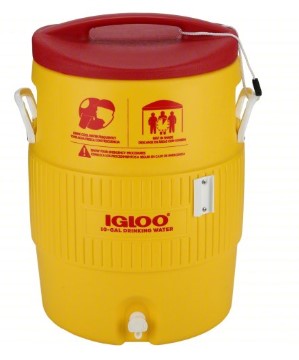 IGLOO Beverage Dispenser: Yellow, Red, 2 day Ice Retention, 10 gal Capacity, 23 1/4 in Overall Ht