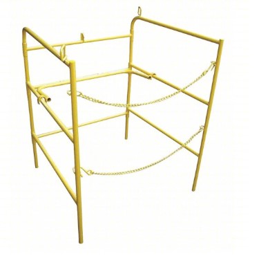 Manhole Guard Rail: 33 in x 33 in x 3 1/2 ft, Steel, Yellow, (2) Hooking Chains