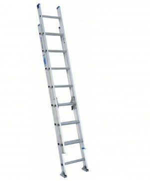 WERNER Extension Ladder: 16 ft Overall Ht, Aluminum, 250 lb Load Capacity - Max, 26 lb Wt