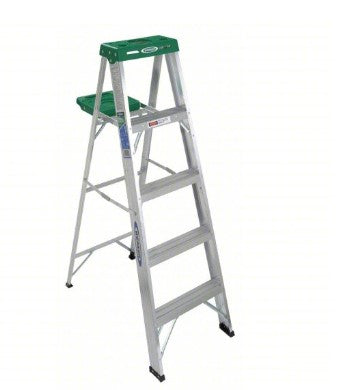 WERNER Stepladder: 5 ft Ladder Size, Aluminum, 225 lb Load Capacity, 10 lb Wt, 1.9 ft Standing Ht