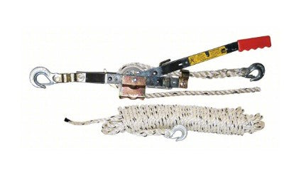 MAASDAM Rope Ratchet Puller: Hook Mounted - No Trolley, 1,500 lb Lifting Capacity