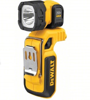 DEWALT Cordless Flashlight: 20V MAX, Bare Tool, 165 lm Max., 1 Modes, Belt Clip/Hang Hook/Magnetic