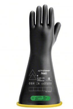 Electrical Insulating Gloves: 26500V AC/39750V DC, 16 in Glove small, Straight Cuff, Black, Type I (Copy)