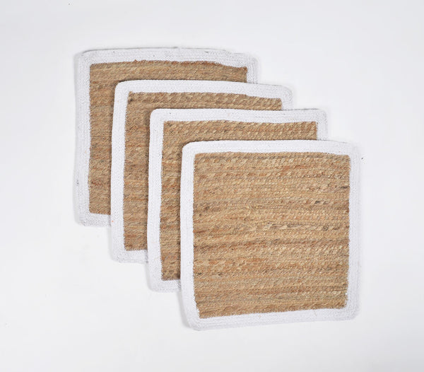 Braided Jute Placemats with White Border (Set of 4)