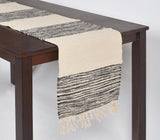 Handwoven Block Striped & Tasseled Table Runner