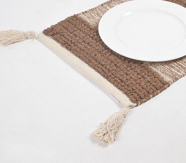 Handwoven Cotton Cocoa Colorblock Placemats (Set of 4)