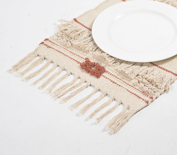Handwoven Cotton Tasseled Placemats (Set of 4)