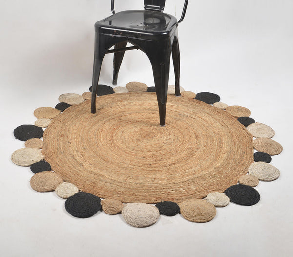 Hand Braided Spiral Disc Jute Rug