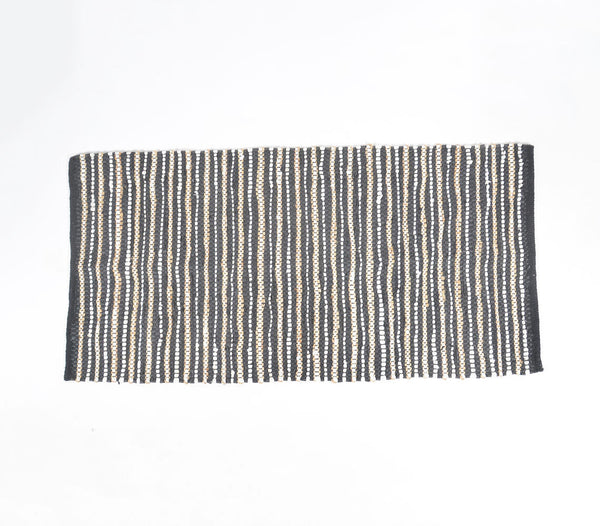 Handwoven Jute Striped Black Rug
