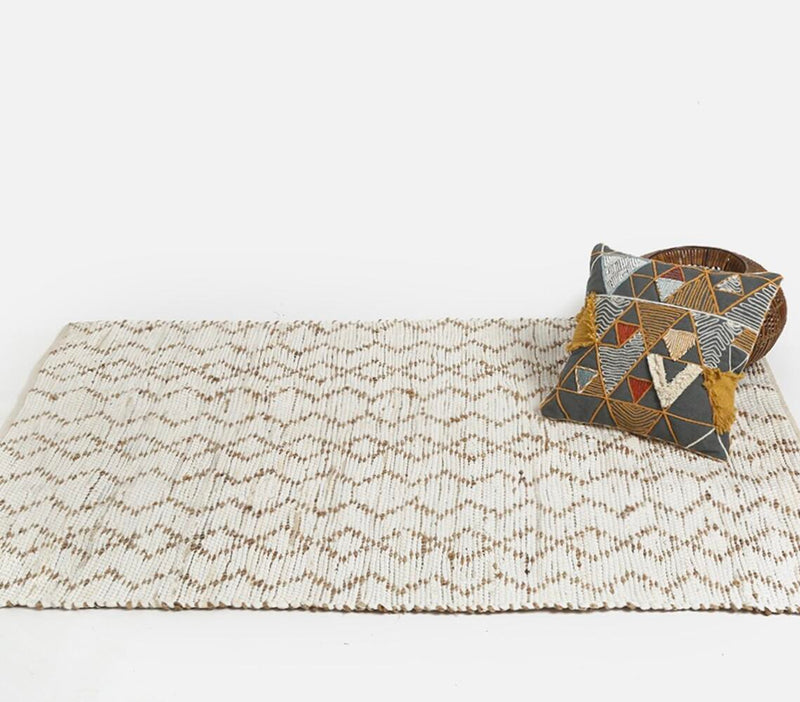 Handwoven Jute & Cotton Zig Zag Rug