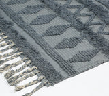 Tufted Ash Grey Tasseled Rug