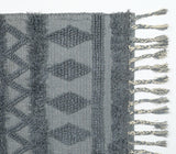 Tufted Ash Grey Tasseled Rug