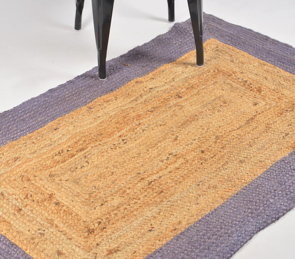 Hand Braided Jute Purple Border Rug