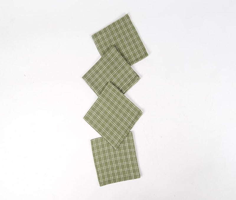 Handloom Olive Checkered Napkins (Set of 4)
