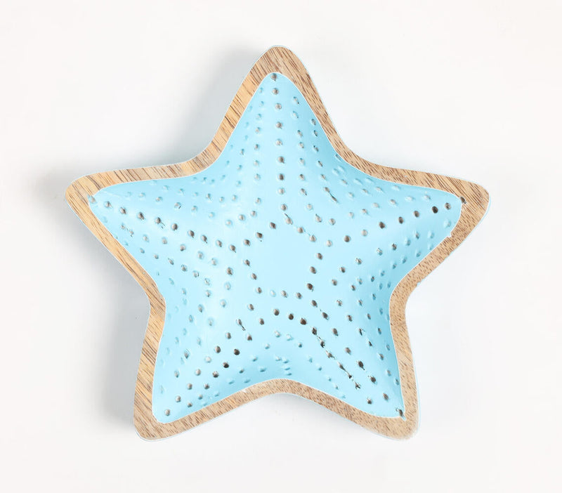 Hand Carved Wooden Starfish Serving Platter