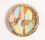 Enamelled Wooden Abstract Coasters (Set of 4)