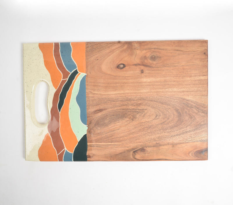 Abstract Enameled Mango Wood Chopping Board