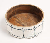 Enamelled Geometric Wooden Serving Bowl (M)