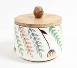 Enamelled Wood Botanical Canister with Classic Lid