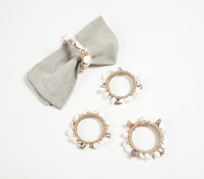 Seashell Embellished Napkin rings (set of 4)