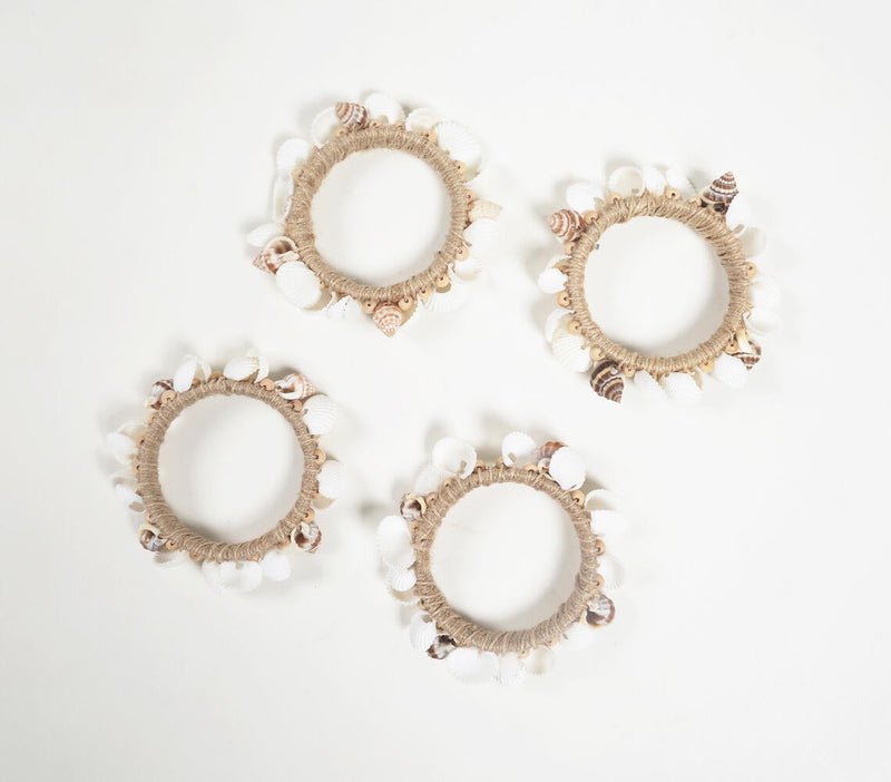Seashell Embellished Napkin rings (set of 4)