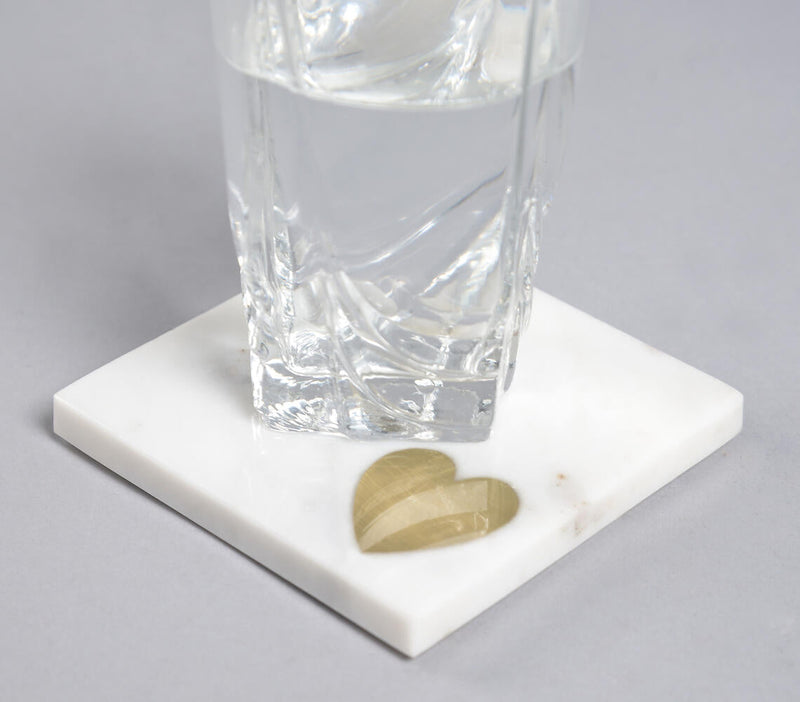 Inalid Golden Heart Marble Coasters (set of 2)