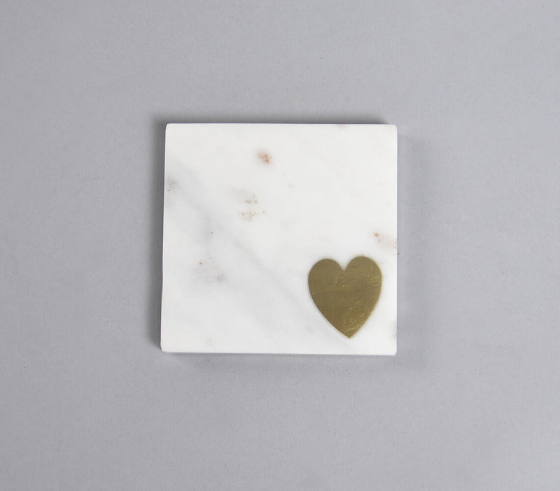 Inalid Golden Heart Marble Coasters (set of 2)