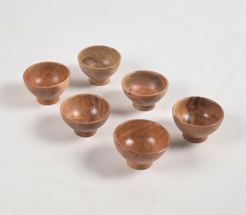 Farmhouse Raw Acacia Wood Dinner Bowl (Set of 6)