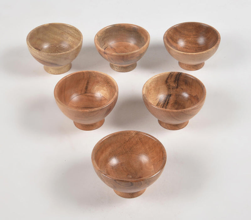 Farmhouse Raw Acacia Wood Dinner Bowl (Set of 6)