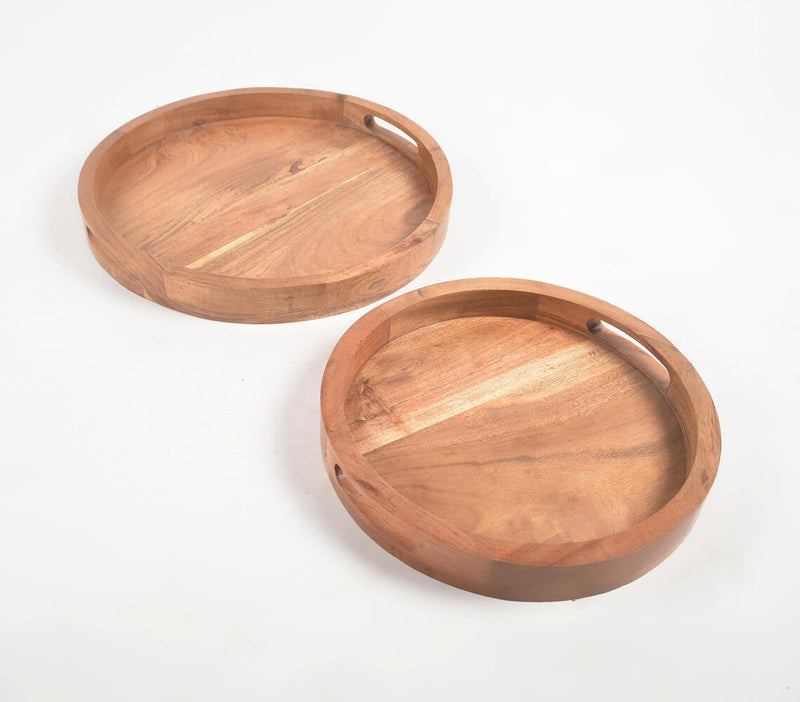 Classic Acacia Wood Round Nesting Trays (set of 2)