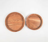 Classic Acacia Wood Round Nesting Trays (set of 2)