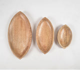 Marquise-Shaped Mango Wood Trays (set of 3)