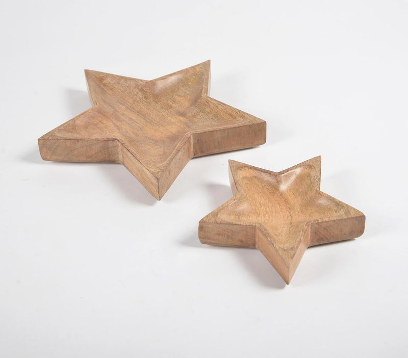 Star-Shaped Mango Wood Snack trays (set of 2)