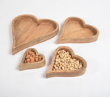 Heart-Shaped Mango Wood Nesting Trays (set of 4)