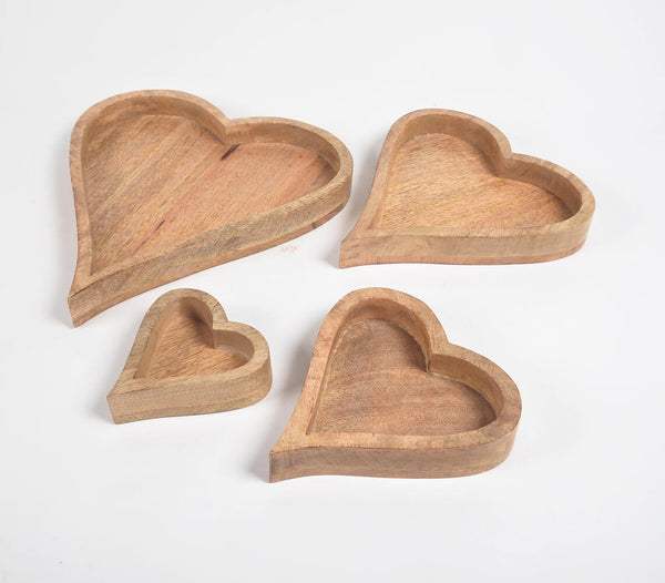 Heart-Shaped Mango Wood Nesting Trays (set of 4)